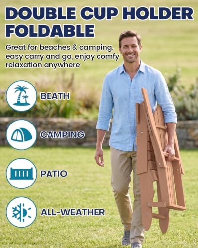 Plawdlik Oversized Folding Adirondack Chair Set of 4, Outdoor Chair, Teak