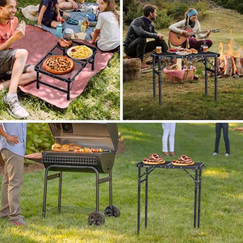 Anbte 2 ft Folding Grill Table, Aluminum Camping Table 3 Heights Max 27.5"