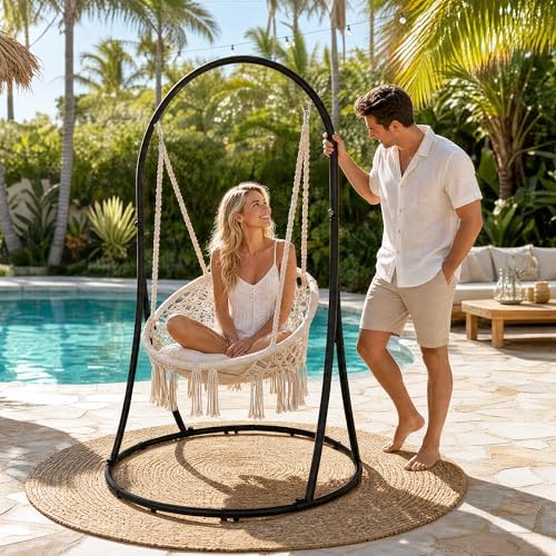 SUNCREAT Hammock Chair with Stand Included, Heavy Duty Hanging Chair with Sta...