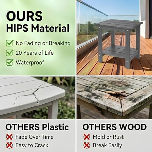 Y&M Outdoor Side Table, HIPS Adirondack Small Double Layer Table, Waterpr...
