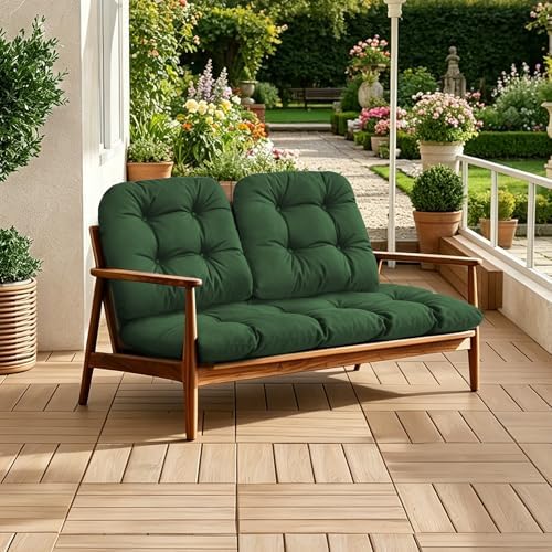 Outdoor Wicker Chair Cushion, 44×19×4 in, Waterproof, Forest Green