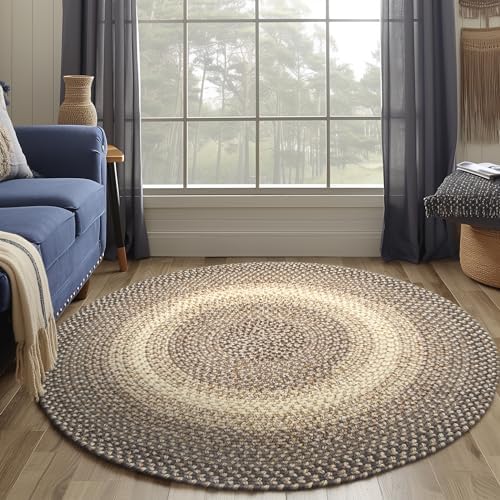 Super Area Rugs Braided Rug Round 8ft Farmhouse Kitchen Rug - Ridgewood Braid...