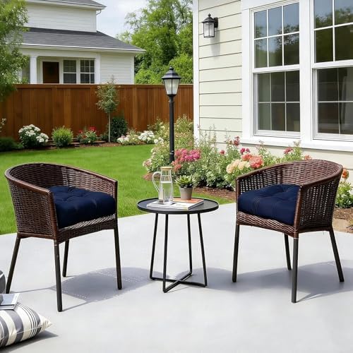 Set of 2 Outdoor Wicker Chair Seat Cushions Set for Patio Garden