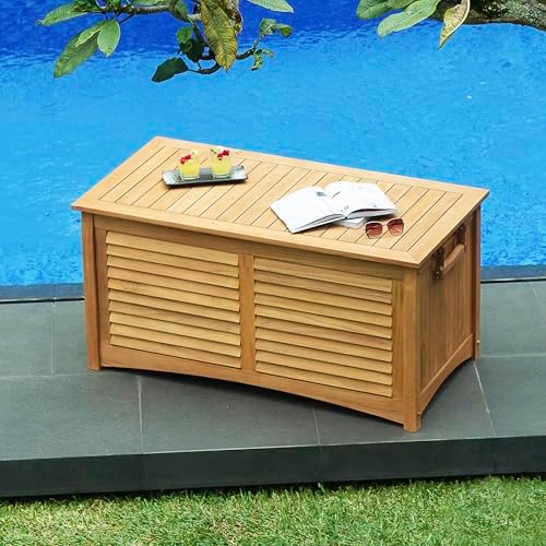 Cambridge Casual Arie Teak Outdoor Deck Storage Box Include Free Water Resist...