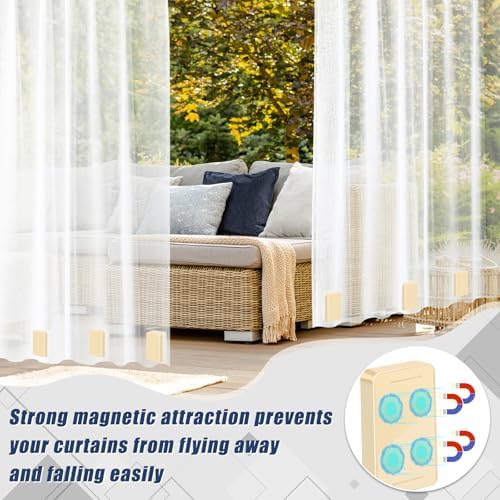 16pcs/52oz Outdoor Curtain Weights, Heavier Curtain Magnets-Beige,8 Pairs