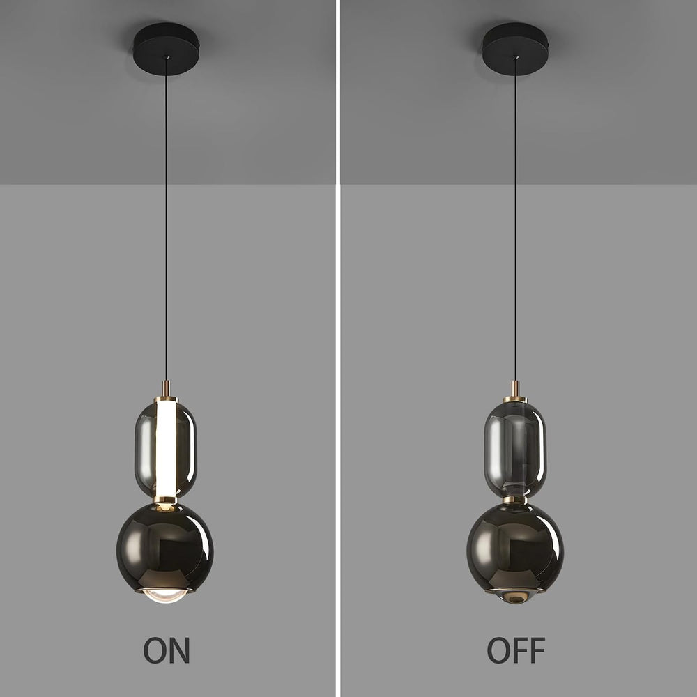 Modern Glass Pendant Light, Black Pendant Lighting LED Dimmable, Adjustable P...