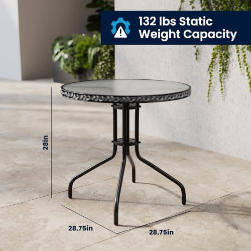 Flash Furniture 28 in Tempered Glass Round Table with 2 Chairs, Gray