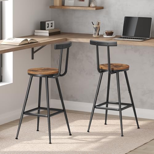 MAHANCRIS Bar Stools, Set of 2 Bar Chairs with Backrest and Footrest, 26"...