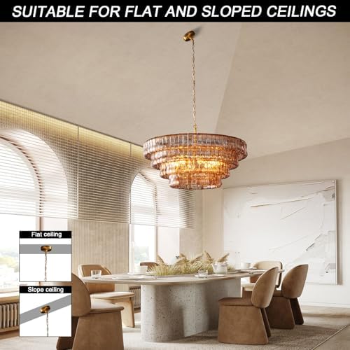 YIOSI Large Chandelier, 36" Gold Chandelier for Dining Room, 6-Light Rou...