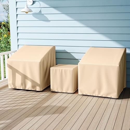 Tangkula Patio Furniture Covers 3 Piece Set for 2 Chairs & Side Table