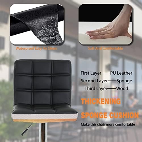 BestOffice Modern Bar Stool Set of 2 Barstools Height Adjustable Counter Heig...