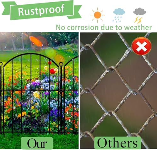 Decorative Garden Fence 17in(H)x13in(W), 26 Pack Rustproof Metal No Dig Fence...