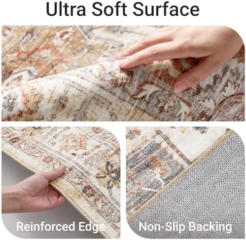 befbee 8x10 Area Rugs for Living Room, Washable Vintage Non Slip Rug