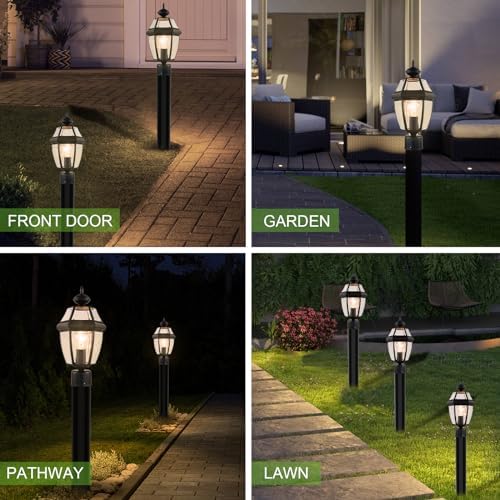 Kalium Outdoor Post Lights, 15" Lamp Post Light Fixture Waterproof Alumi...