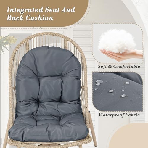 Athena Collection Patio Wicker Egg Chair with Folding Canopy, All-Weather Rat...