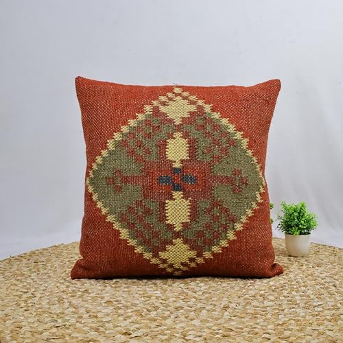 Trade Star 70% Jute 30% Wool Kilim Throw Pillow Covers 18x18 Inche