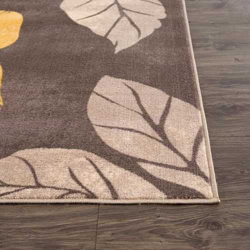 CAMILSON Solana Modern Floral 5x7 Area Rugs Non-Skid (Non-Slip) Rubber Backin...