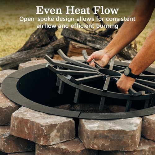 Ash & Ember 36" Wagon Wheel Fire Grate, High-Efficiency Smoke-Free F...