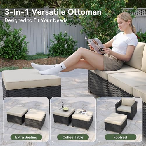 Aoxun Patio Furniture Set with Fire Pit Table, 6 Piece Outdoor Furniture Set ...