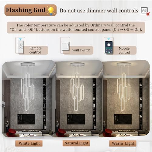Flashing God Modern Chandelier,Chrome Chandeliers 6 Ring Led Foyer Chandelier...