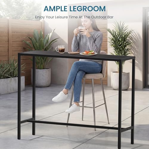 45" Outdoor Bar Height Table, Black Metal Frame with HDPE Top