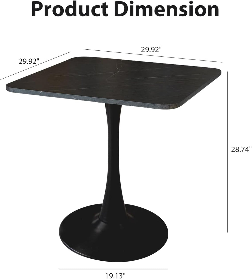 Square Modern Dinning Table 30 inches for 2-4 Bistro Tulip Table with Faux Ma...