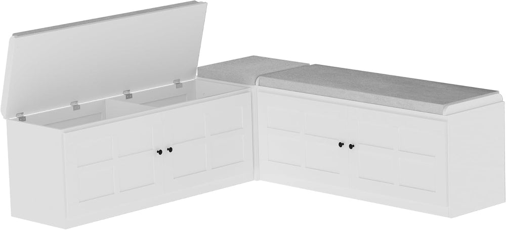 63 inches L-Shaped Storage Bench with Cushion Seat Corner Dining Bench