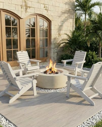 Adjustable Adirondack Chair,Outdoor Fire Pit Chair,White