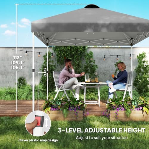 Outsunny 10' x 10' Pop Up Canopy Tent with 2 Half Sidewalls UV50+ Dar...