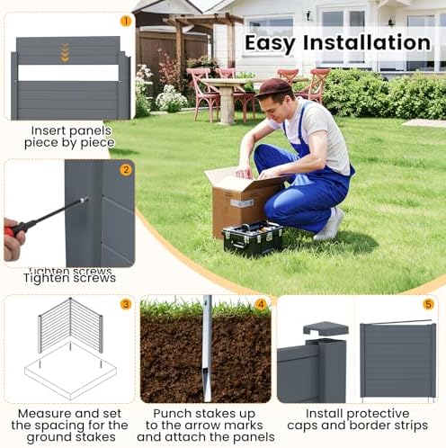 GIANTEX No-Dig Air Conditioner Fence, 4 Panels, 48''W x 48''H...