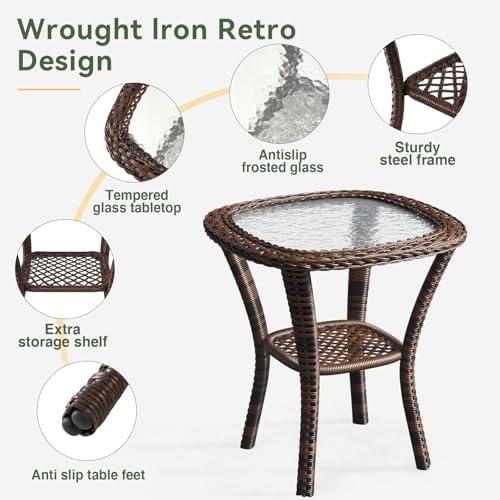 Aoxun 3 Pieces Patio Furniture Set, Patio Swivel Rocker Chairs Set of 2, Wick...