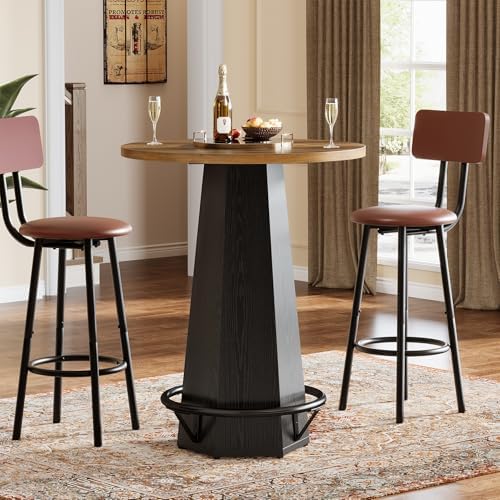 Tribesigns Round Bar Pub Table High Top, 39.4" H Bistro Cocktail Table w...