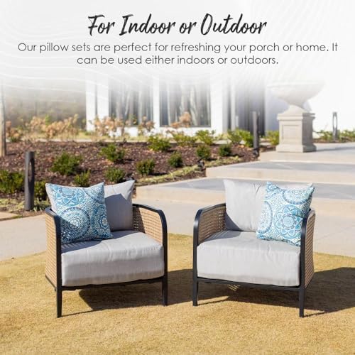 RSH DECOR Square Throw Pillows Set of 2, 17" x 17", Outdoor Pillows...