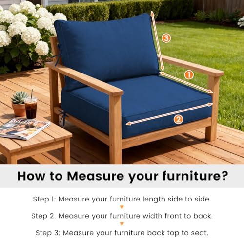 6 Inch Thick Olefin Deep Seat Cushion, Patio Cushion Dark Blue 25.5x25.5