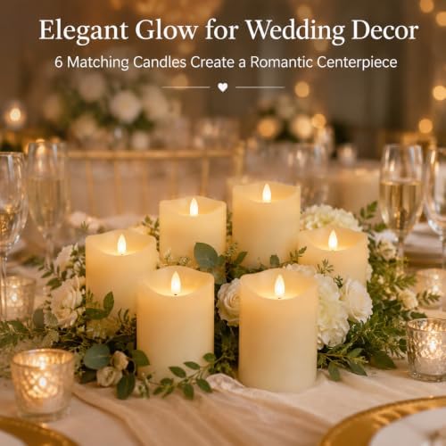 3 x 4 Inch Flameless Candles with Remote Set of 6 for Wedding Decor
