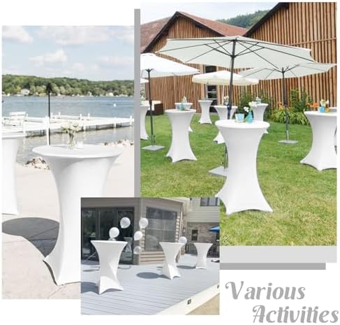 HAISIWLKJ 8 Pack Cocktail Table Covers 32x43 Inch Fitted Stretch Spandex Squa...