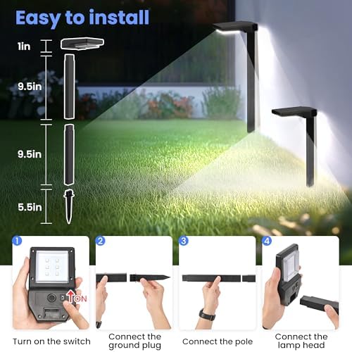 AUDERWIN Solar Pathway Lights Outdoor, Smart Color Changing 9-in-1 Modes