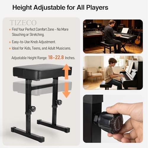 Piano Bench Adjustable Stool, Heavy Duty Music Keyboard Bench Seat for Piano ...
