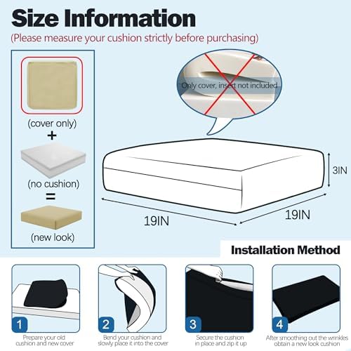 Sqodok Patio Cushion Cover 19x19 inch, 4Pack Sofa Cushion Cover Replacement