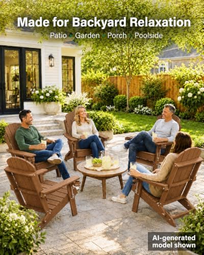 YEFU Adirondack Chairs Set of 4 for Patio: Folding Plastic Fire Pit Chair