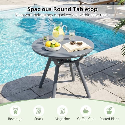 Tangkula Outdoor 20" Round Side Table Set of 2, Gray