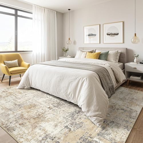 LOONGRUG 12x15 Area Rug Washable Large Neutral Modern Living Room Rugs