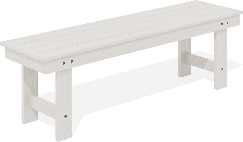 SERWALL 2-Person Backless Outdoor Bench 56 Inches, White