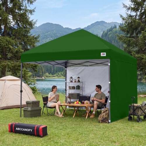 ABCCANOPY 10x10 Pop Up Canopy, 2 Sidewalls, All-Weather Shade, Olive Green