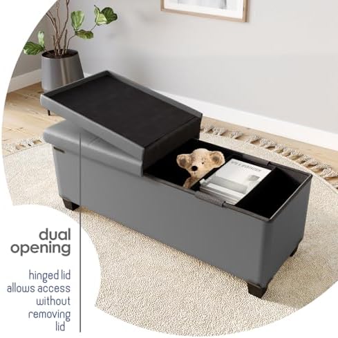 Storage Ottoman Bench with Bins, 43-in Storage Bench for Bedroom End of Bed, ...