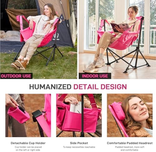 EVER ADVANCED Padded Oversized Hammock Camping Chair, Compact Heavy Duty Swin...