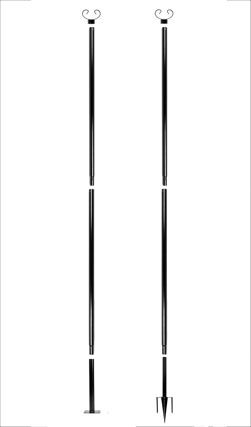 String Light Poles - 9ft Outdoor Metal Poles with Hooks for Hanging String Li...
