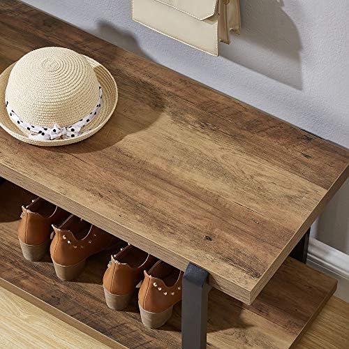 FOLUBAN Entryway Bench, Industrial Shoe Storage Bench for Bedroom Living Room...
