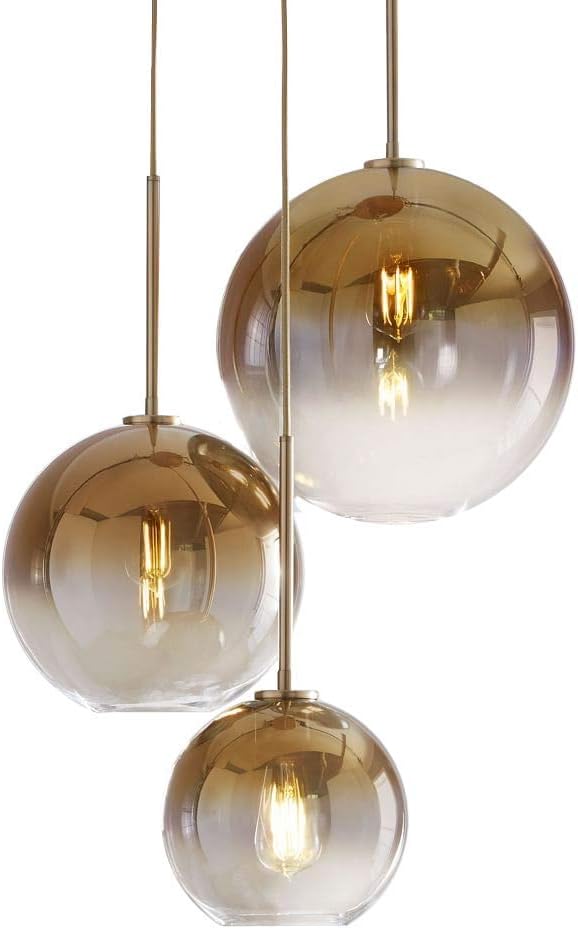 Gradient Color Glass Pendant Light,Modern Glass Hanging Light Chandelier Ligh...