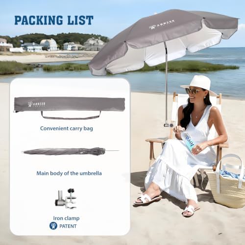 AMMSUN Chair Umbrella with Universal Clamp Adjustable 47 inches and 360° Swiv...
